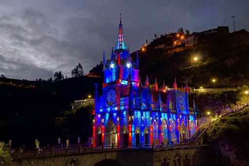 Another shot of the illuminated sanctuary at night.